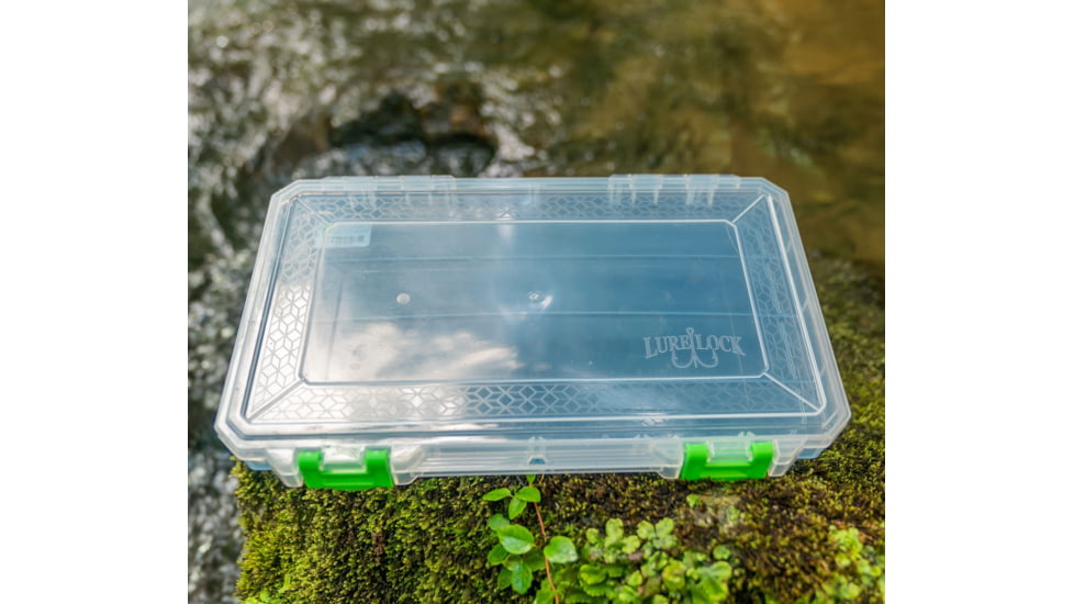 Lure Lock Ultra Thin 1 Cavity Box w/Taklogic Technology &amp; Ocean Blue Tak Liner, Clear/Green, LL1T-1101