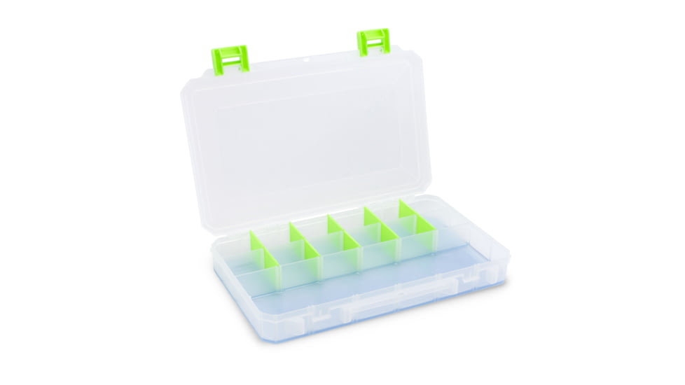 Lure Lock Utility Box w/Taklogic Technology &amp; Ocean Blue Tak Liner, Large, 4 Cavity, Clear/Green, LL1-4101