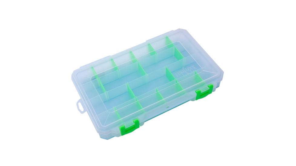 Lure Lock Utility Box w/Taklogic Technology &amp; Ocean Blue Tak Liner, Large, 4 Cavity, Clear/Green, LL1-4101