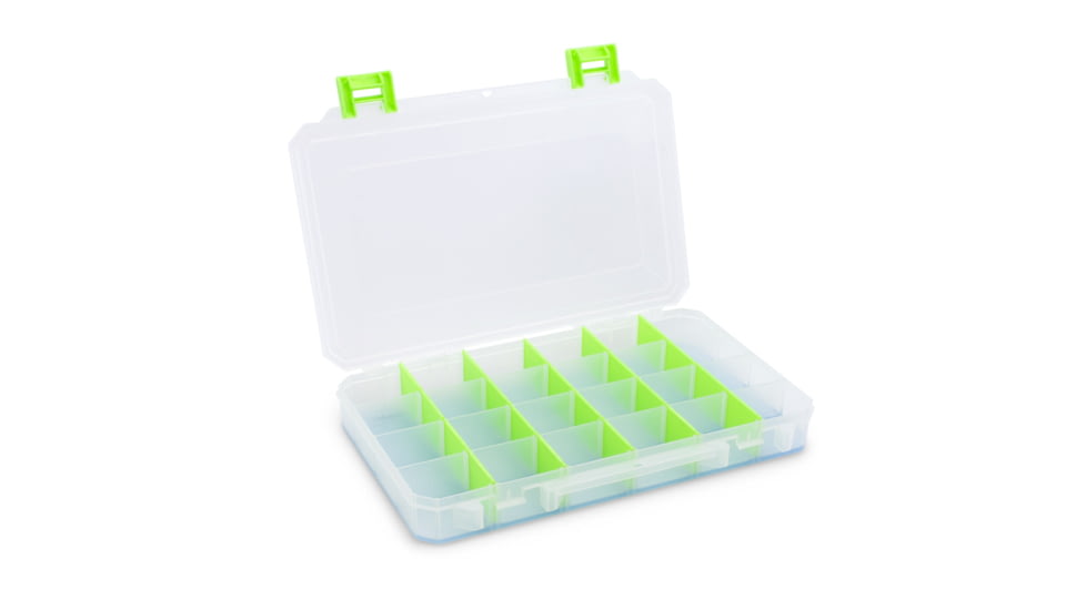 Lure Lock Utility Box w/Taklogic Technology &amp; Ocean Blue Tak Liner, Large, 4 Cavity, Clear/Green, LL1-4101