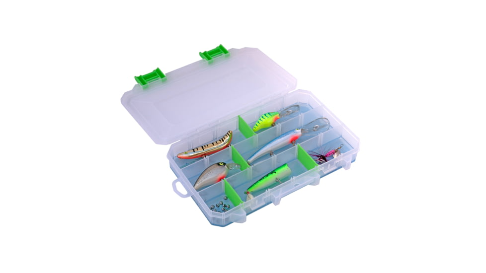 Lure Lock Utility Box w/Taklogic Technology &amp; Ocean Blue Tak Liner, Small, 3 Cavity, Clear/Green, LL3-3101