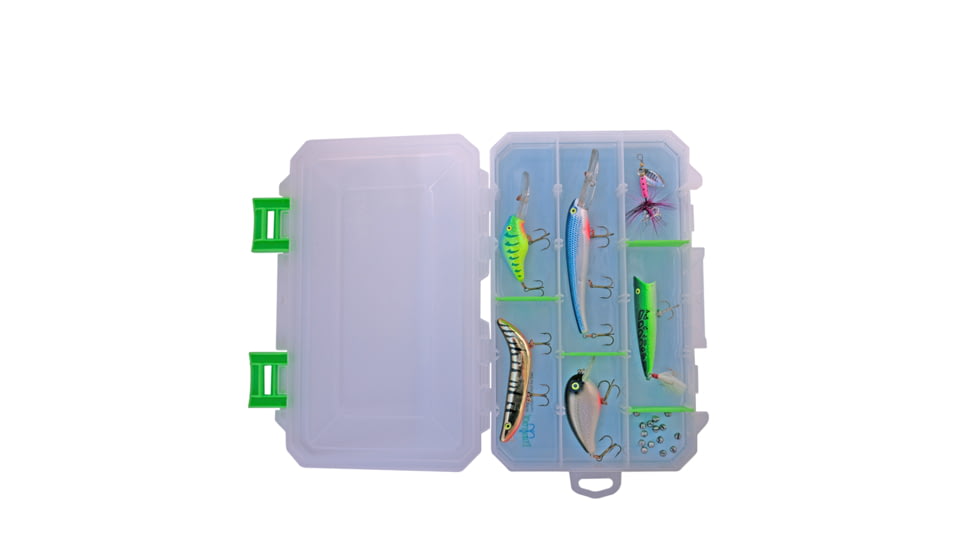 Lure Lock Utility Box w/Taklogic Technology &amp; Ocean Blue Tak Liner, Small, 3 Cavity, Clear/Green, LL3-3101