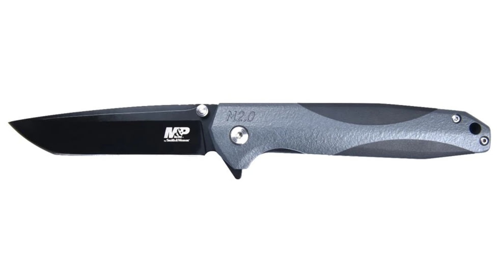 M&amp;P 2-Tone Clip Folder Knife, 3.4in, 8Cr13MoV Steel Blade, 4.75in, Rubberized Handle, 1100080
