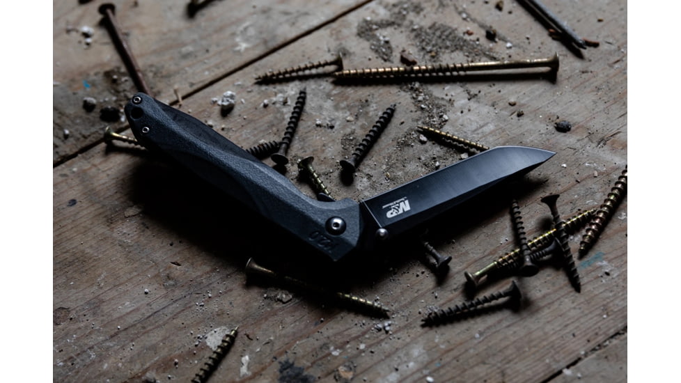 M&amp;P 2-Tone Clip Folder Knife, 3.4in, 8Cr13MoV Steel Blade, 4.75in, Rubberized Handle, 1100080