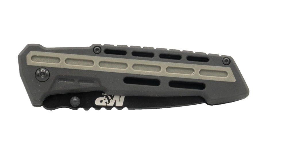M&amp;P AR Overmold Folding Knife, 3.5in, 8Cr13MoV Steel Blade, 4.5in, Rubber Handle, 1100082
