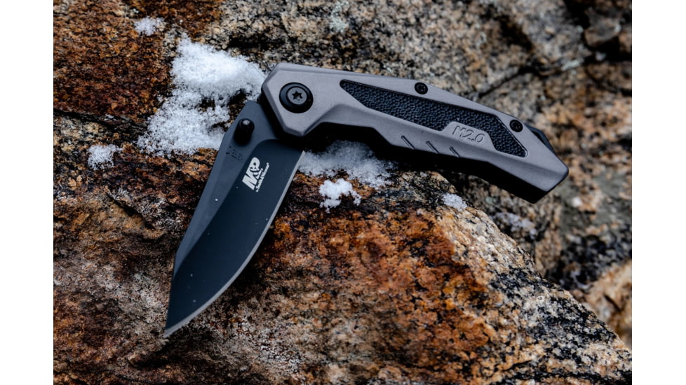 M&amp;P M2.0 Ultra Glide Folding Knife, 3in, 8Cr13MoV Steel Blade, 3.5in, Rubberized Aluminum Handle, 1100040
