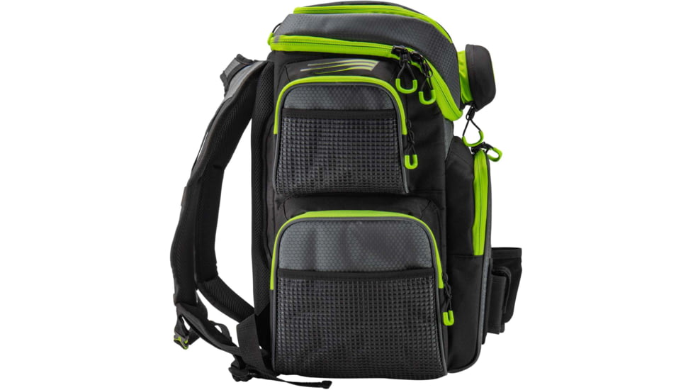 Lew’s MACH HatchPack Tackle Bag, Rugged Build, 7 Compartments, 5 Pouches, 1 Utility Box, Black/Green, LMHP