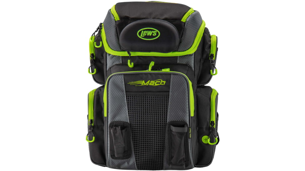 Lew’s MACH HatchPack Tackle Bag, Rugged Build, 7 Compartments, 5 Pouches, 1 Utility Box, Black/Green, LMHP