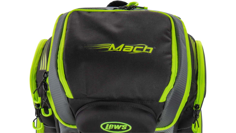 Lew’s MACH HatchPack Tackle Bag, Rugged Build, 7 Compartments, 5 Pouches, 1 Utility Box, Black/Green, LMHP