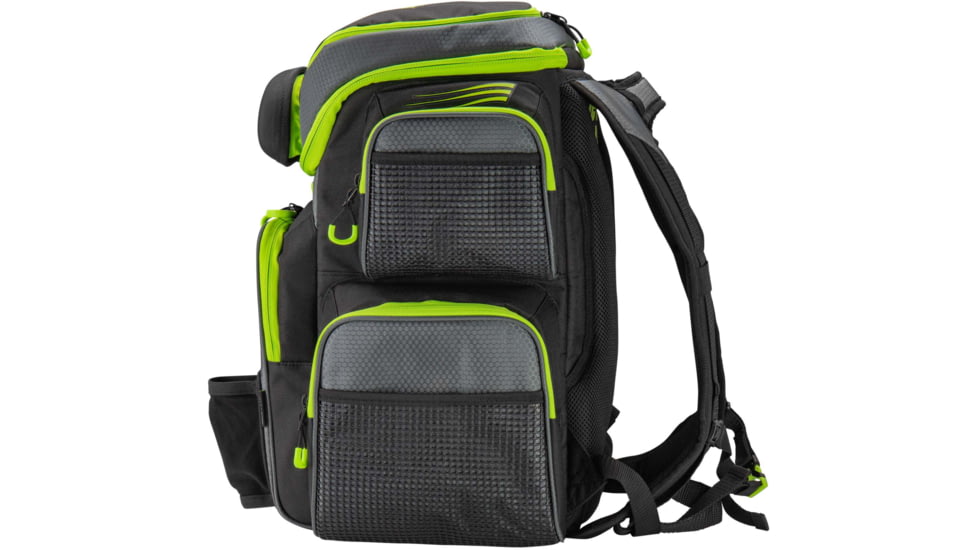 Lew’s MACH HatchPack Tackle Bag, Rugged Build, 7 Compartments, 5 Pouches, 1 Utility Box, Black/Green, LMHP