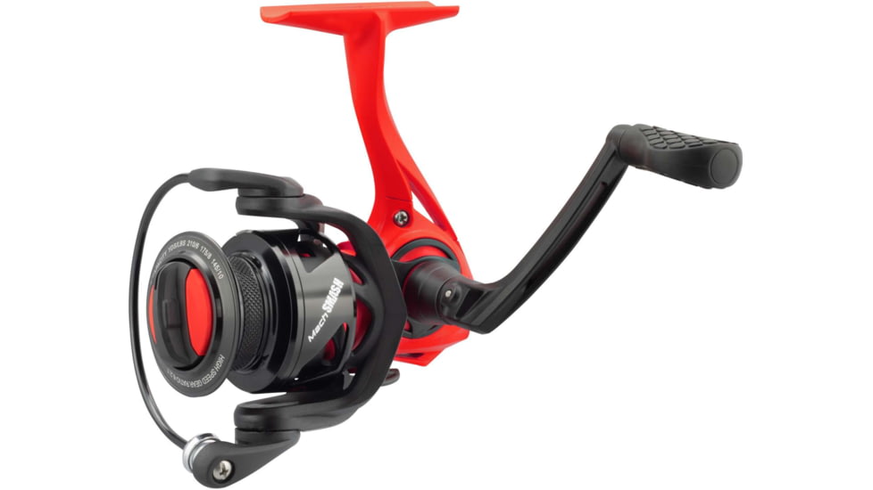 Lew's Mach Smash Spinning Reel, SZ 300 Reel, 6.2-1 Ratio, Premium 8 Bearings, Black/Red, Clam Pack, MHS300C