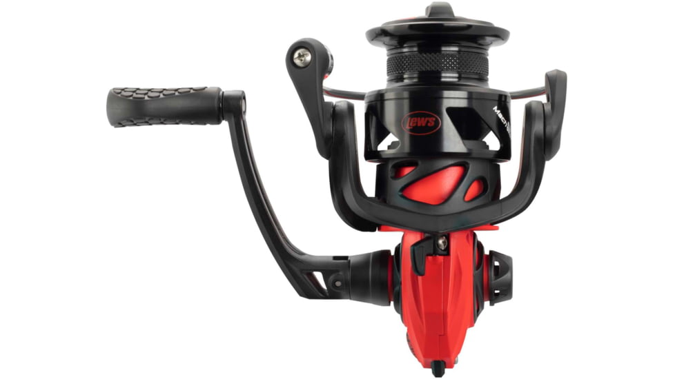 Lew's Mach Smash Spinning Reel, SZ 300 Reel, 6.2-1 Ratio, Premium 8 Bearings, Black/Red, Clam Pack, MHS300C
