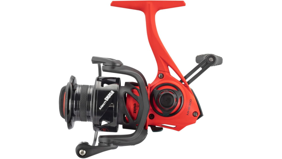 Lew's Mach Smash Spinning Reel, SZ 300 Reel, 6.2-1 Ratio, Premium 8 Bearings, Black/Red, Clam Pack, MHS300C