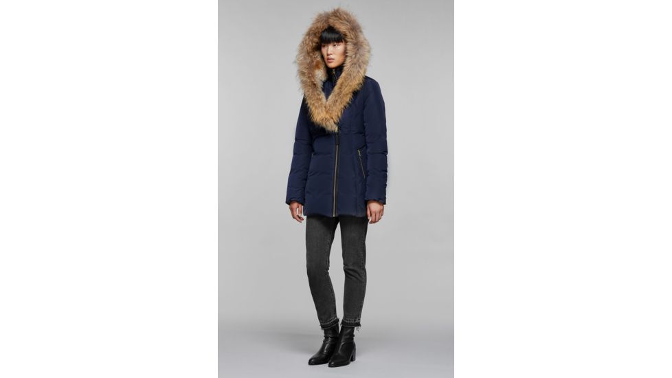 Mackage Akiva Waterproof Down Coat w/ Fur Hood, Navy / Natural Fur, Extra Large, Akiva-R-Navy-XL