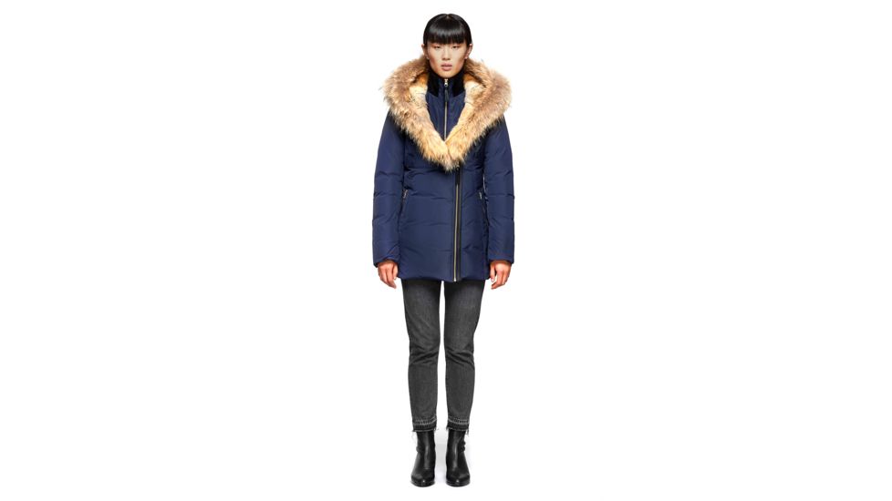 Mackage Akiva Waterproof Down Coat w/ Fur Hood, Navy / Natural Fur, Extra Large, Akiva-R-Navy-XL