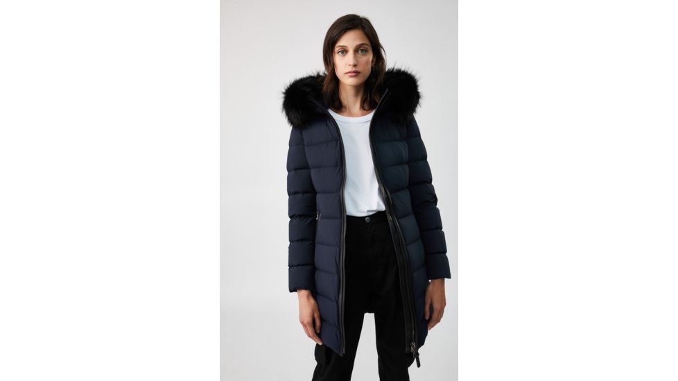 Mackage Calla Down Coat - Womens, Navy / Silverfox dyed to blue, Medium, Calla-X-Navy-M
