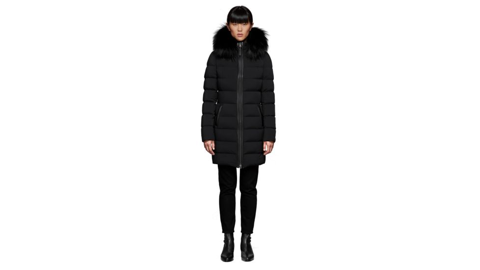 Mackage Calla Lightweight Down Coat With Fur Trimmed Hood - Womens, Black, Large, CALLA-BLACK-L