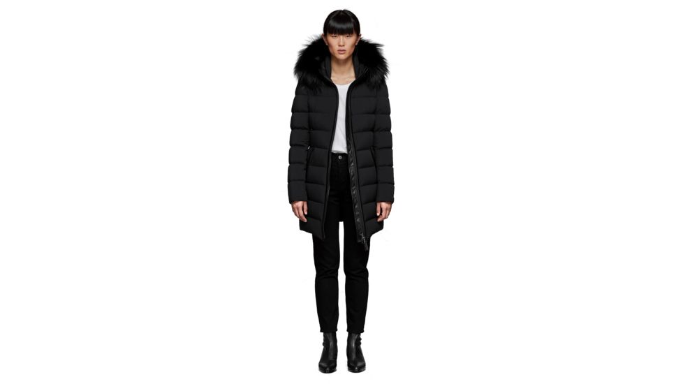 Mackage Calla Lightweight Down Coat With Fur Trimmed Hood - Womens, Black, Large, CALLA-BLACK-L