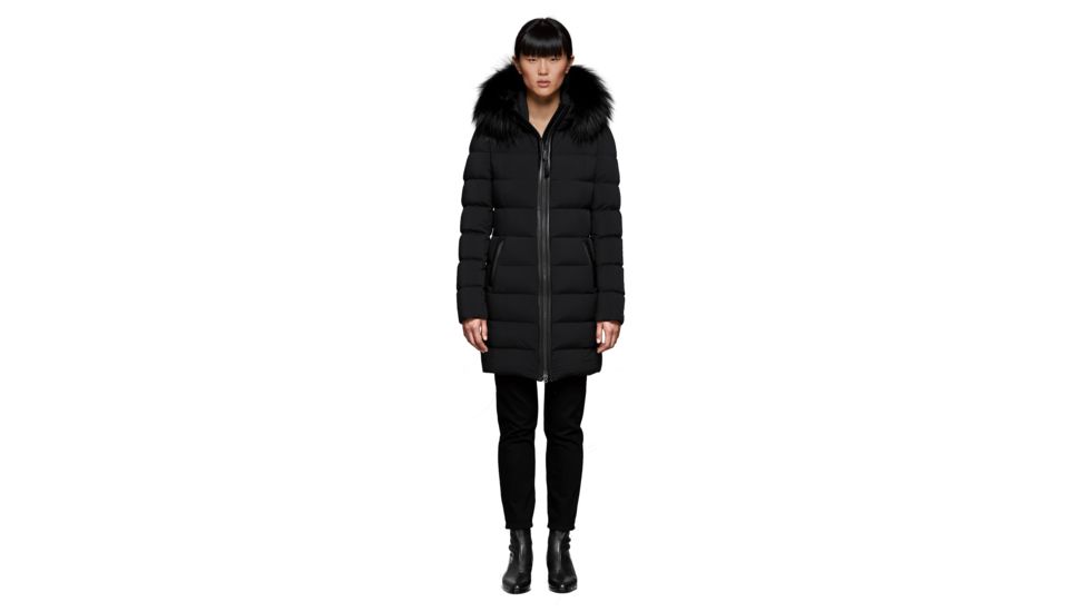 Mackage Calla Lightweight Down Coat With Fur Trimmed Hood - Womens, Black, Large, CALLA-BLACK-L