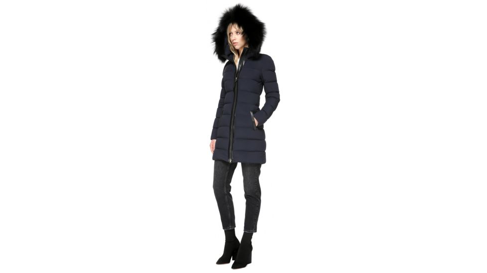 Mackage Calla Lightweight Down Coat With Fur Trimmed Hood - Womens, Navy, Small CALLA-NAVY-S
