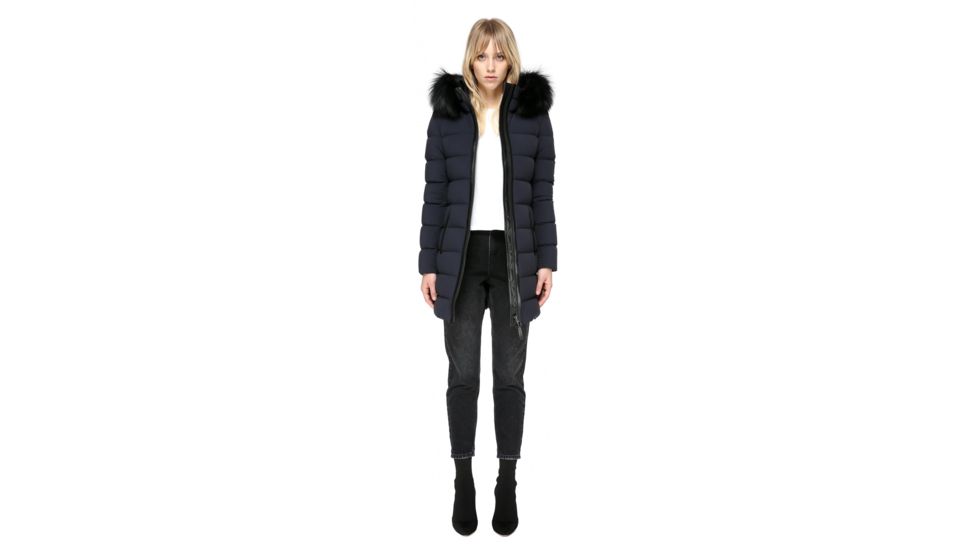 Mackage Calla Lightweight Down Coat With Fur Trimmed Hood - Womens, Navy, Small CALLA-NAVY-S