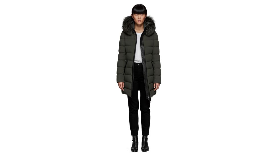 Mackage Calla Lightweight Down Coat With Fur Trimmed Hood - Womens, Spruce, Small, CALLA-SPRUCE-S