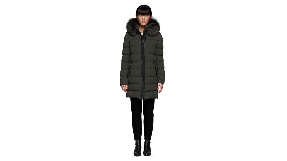 Mackage Calla Lightweight Down Coat With Fur Trimmed Hood - Womens, Spruce, Small, CALLA-SPRUCE-S