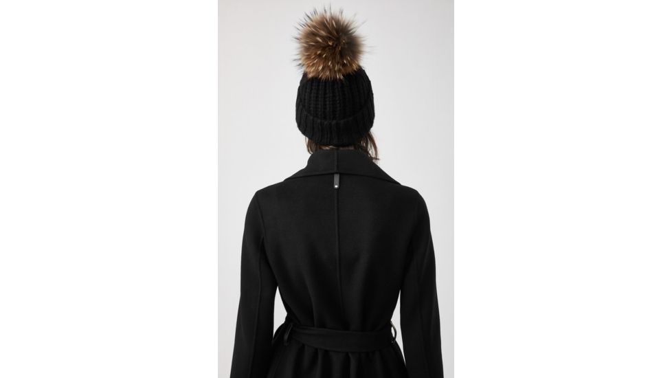 Mackage Doris Classic Knit Hat w/ Fox Fur Pompom - Womens, Black, One Size, Doris-R-Black