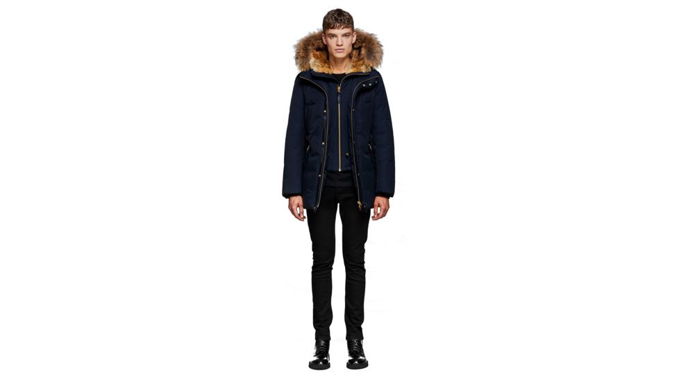 Mackage Edward Hip Length Down Winter Parka With Fur - Men's, Navy, 36, EDWARD-NAVY-36