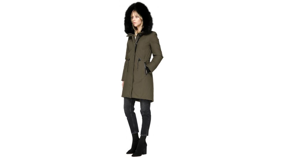 Mackage Enia Mid Length Winter Down Coat With Fur - Womens, Army, Large ENIA-ARMY-L