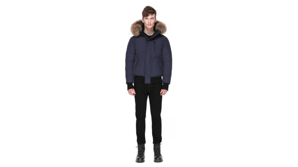 Mackage Florian Winter Down Bomber Jacket With Fur - Mens, Ink, 36 FLORIAN-INK-36