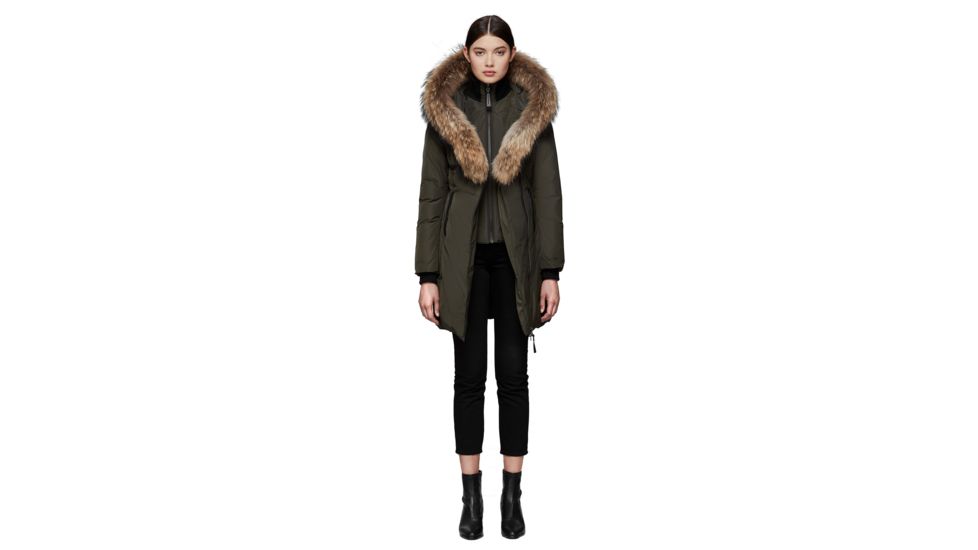 Mackage Kay Mid Length Winter Down Coat With Fur Collar - Womens, Army, Small, KAY-ARMY-S