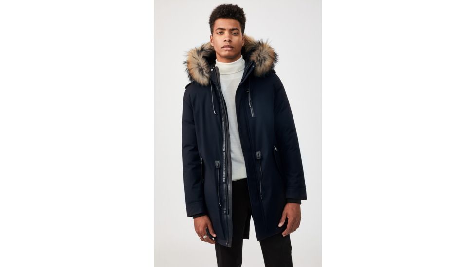 Mackage Moritz Fur-Trim Parka - Mens, Navy / Natural Fur, 44, Moritz-DR-Navy-44