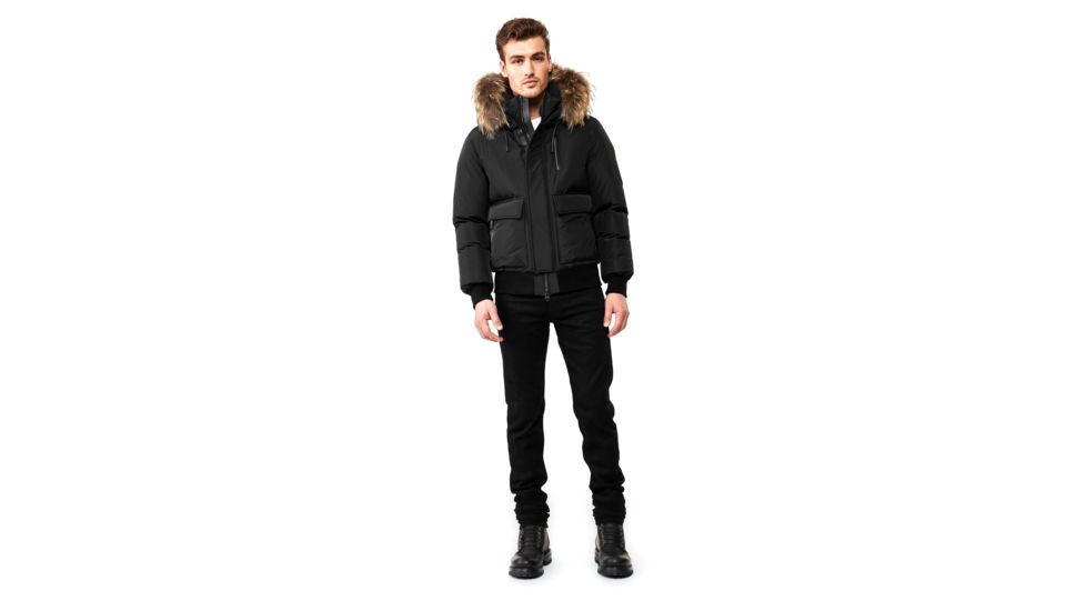 Mackage Nathan Down Bomber Jacket - Mens, Black / Natural Fur, 36, Nathan-F-Black-36