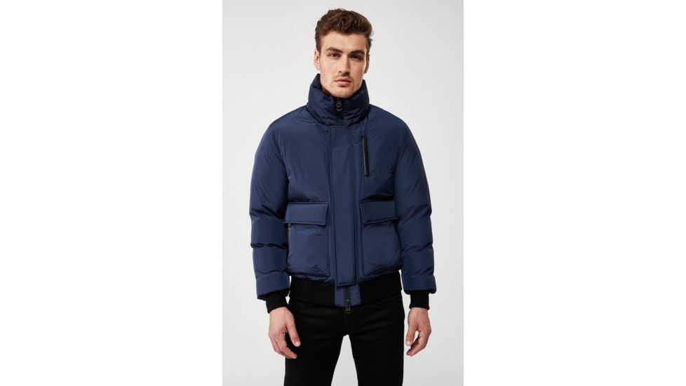 Mackage Nathan Down Bomber Jacket - Mens, Navy / Natural Fur, 46, Nathan-F-Navy-46