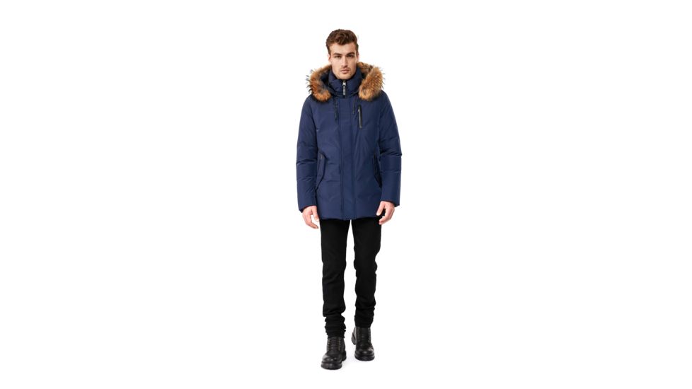 Mackage Raf Down Coat - Mens, Navy / Natural Fur, 42, Raf-Navy-42