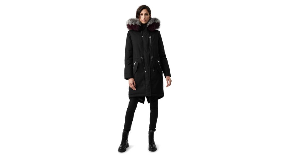 Mackage Rena Twill Parka - Women's, Black / Silverfox Dyed to Berry, Extra Small, Rena-DXR-Black/Berry-XS