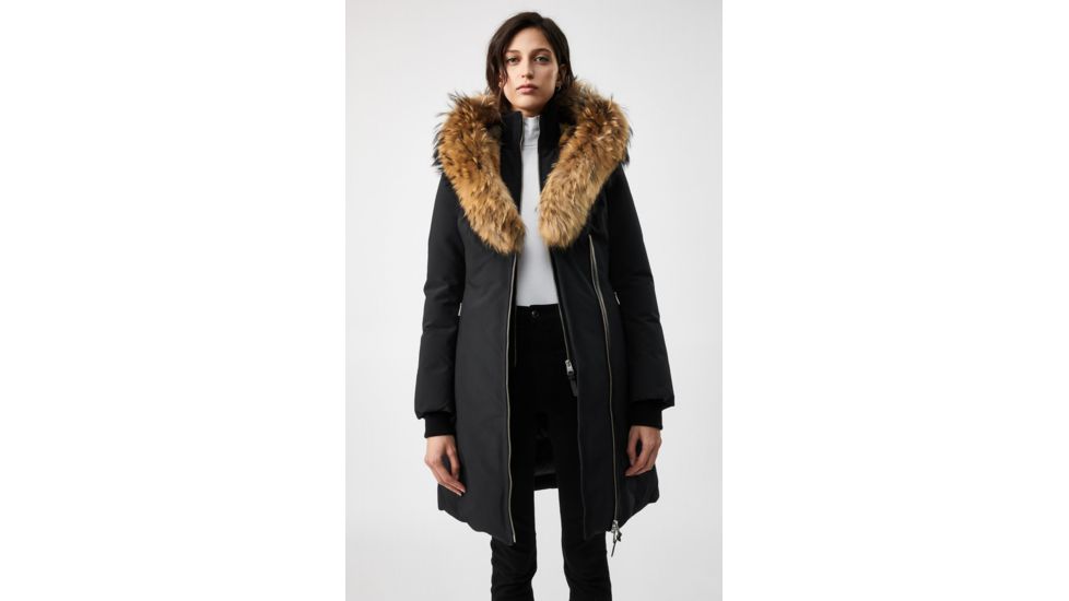 Mackage Trish Mid-Length Down Coat - Womens, Black / Natural Fur, Medium, Trish-R-Black-M