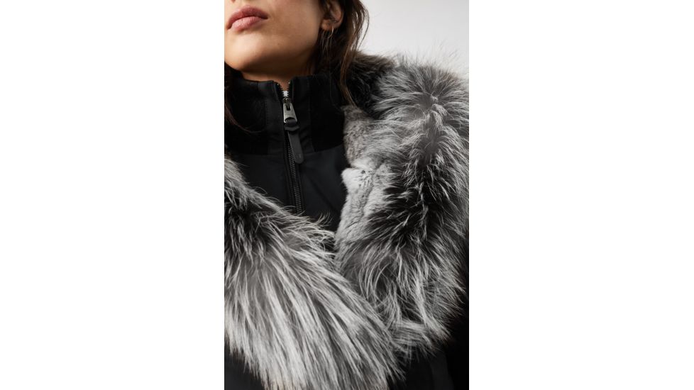 Mackage Trish Mid-Length Down Coat - Womens, Black / Silver Fur, Large, Trish-XR-Black/Silver-L