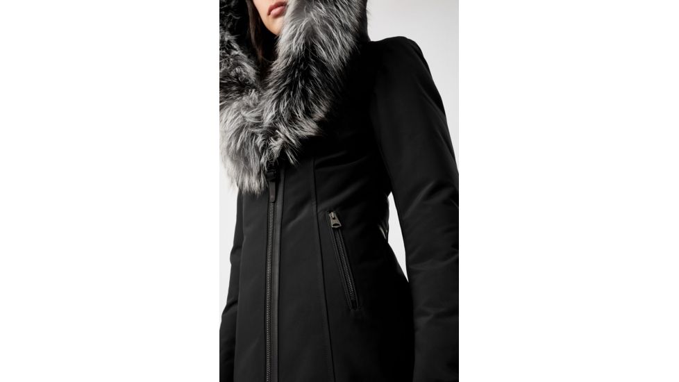Mackage Trish Mid-Length Down Coat - Womens, Black / Silver Fur, Large, Trish-XR-Black/Silver-L
