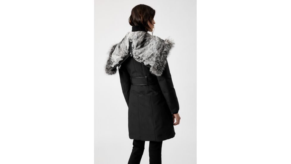 Mackage Trish Mid-Length Down Coat - Womens, Black / Silver Fur, Large, Trish-XR-Black/Silver-L
