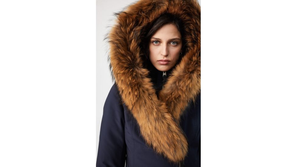 Mackage Trish Mid-Length Down Coat - Womens, Navy / Natural Fur, Small, Trish-R-Navy-S