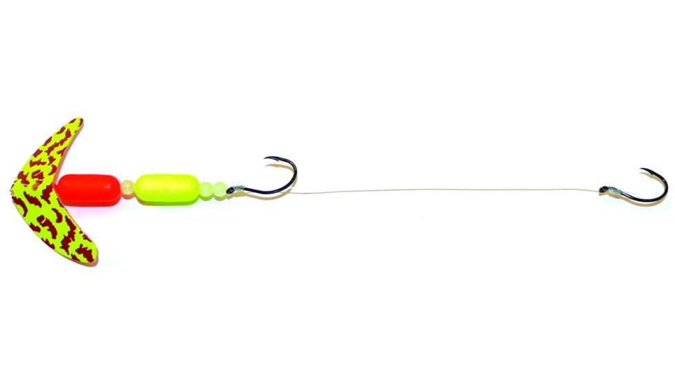 Macks Lure Cha Cha Crawler Rig, 2 Number 4 Hooks, 1.5in Blade, Chrt RedTiger Smile Bld/Red Pill 1/Chrt Pill 2/Florg Beads, Floating, 60042