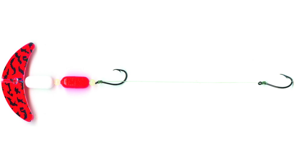 Macks Lure Cha Cha Crawler Rig, 2 Number 4 Hooks, 1.5in Blade, Red Scale Smile Blade/Pink/Purple Scale Pill/Ruby Beads, Floating, 60046