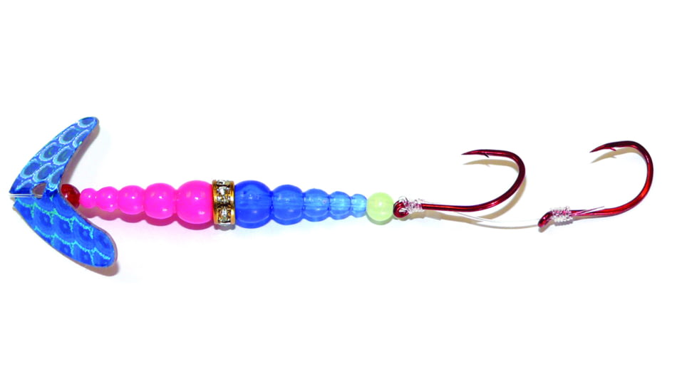 Macks Lure Double Whammy Kokanee Pro Spinner Rig, 2 Number 6 Hooks, 48in Leader, Silver Sparkle Smile Blade/Flo Pink/Flo Pink Bead, 22201