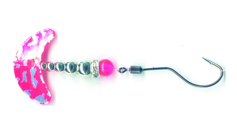 Macks Lure Smile Blade Spindrift Trout Spinner, Number 2 Hook 48in Leader, Red Silver Tiger Smile Blade/Silver/Flo Orange Bead, 63402