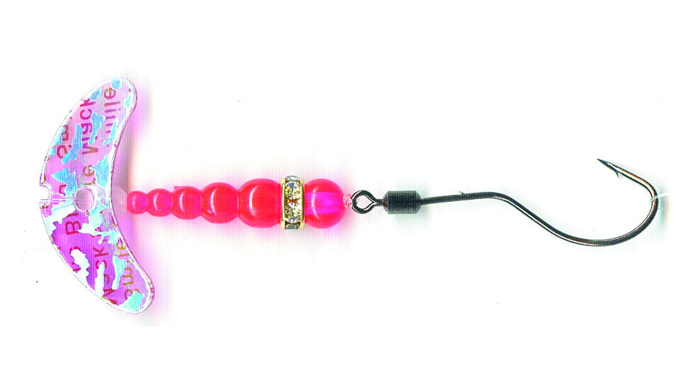 Macks Lure Smile Blade Spindrift Trout Spinner, Number 2 Hook 48in Leader, Transparent Silver Tiger Smile Blade/Flo Orange Bead, 63400