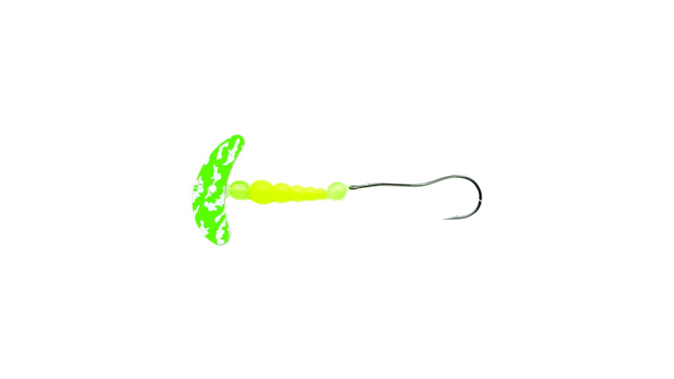 Macks Lure Smile Blade Super Slow Death Rig, Number 1 Hook, Green Silver Tiger Smile Blade/Yellow Chartreuse TapeRed Bead/Flo Chartreuse Bead, 63321