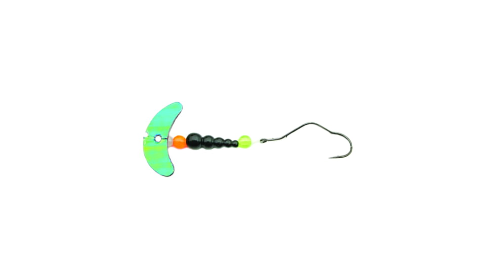 Macks Lure Smile Blade Super Slow Death Rig, Number 1 Hook, Motor Oil Smile Blade/Black TapeRed Bead/Flo Fire Orange/Flo Chartreuse Bead, 63326