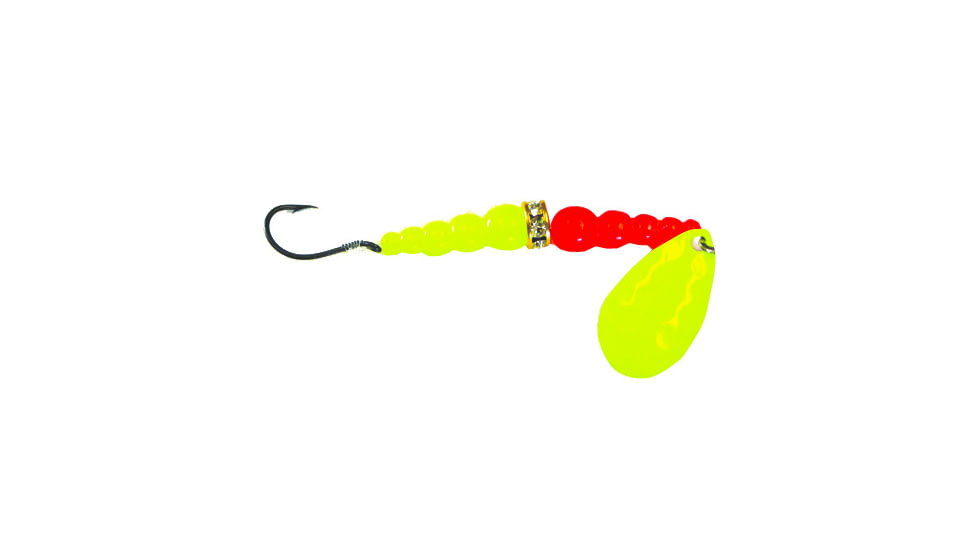 Macks Lure Wedding Ring Classic Original Spinner, Number 6 Hook 48in Leader, Chartreuse Blade/Flo Orange/Yellow Chartreuse Bead, 9135